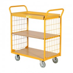 Chariot de Manutention 200kg 3 Plateaux vue de 3/4