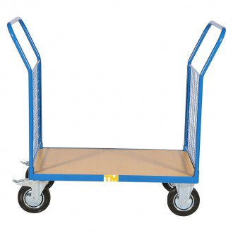 Chariot De Manutention Professionnel En Acier Sans Ridelles - Charge Max 500 Kg, Dimensions 80x120x100 Cm, Plateau Bois Antidérapant, Roues Avec Blocage