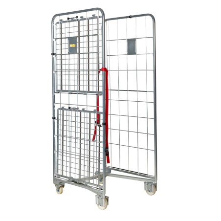 Roll Conteneur PROVOST 2 Côtés Avec 2 Sangles - Dimensions 72x81x180 Cm - Acier Zingué, Démontable - 3