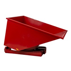 Benne auto basculante rouge 1100l sans chariot élévateur - en cours de basculement