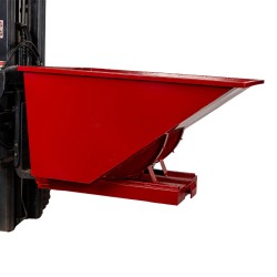 Benne auto basculante rouge 1100l avec chariot élévateur - droite élevée