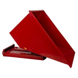 Benne auto basculante rouge 1100l sans chariot élévateur - totalement basculée