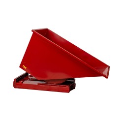 Benne auto basculante rouge 300l sans chariot élévateur - en cours de basculement