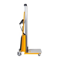 Vue de profil du gerbeur poste de travail 1700mm 100kg - plateau bas
