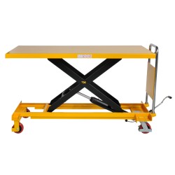 Table élévatrice manuelle 500kg plateau 1600x810mm - plateau haut - vue de profil