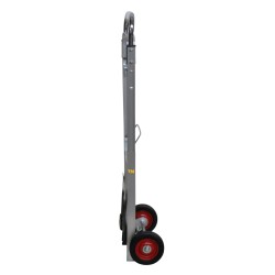 Diable pliant en aluminium 90kg - Vue de profil - déplié - bavette repliée