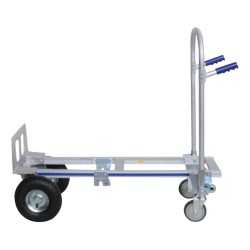 Diable alu 2 positions roues pneumatiques - position chariot - vue de profil