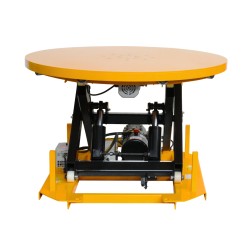 Vue de face de la table élévatrice électrique à plateau tournant 2000kg sans soufflet position haute
