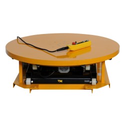 Vue de face de la table élévatrice électrique à plateau tournant 2000kg sans soufflet avec commandes
