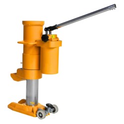 Cric hydraulique 25 tonnes position haute vue de 3/4 avant avec bras levé