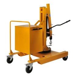 Grue d'atelier rotative avec porte à faux 550 kg - vue de 3/4 arrière bras abaissé