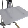 Zoom sur le plateau du gerbeur poste de travail INOX 150kg