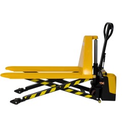 Transpalette haute levé électrique fourches 1150mm - vue de profil - position à mi hauteur