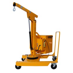 Grue rotative porte à faux semi-électrique 550kg  - bras levé - en cours de rotation