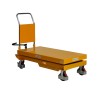 Table élévatrice manuelle 1500kg Plateau 1220x610mm - vue de 3/4 arrière - position basse