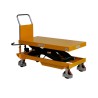 Table élévatrice manuelle 1500kg Plateau 1220x610mm - vue de 3/4 arrière - position à mi hauteur