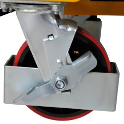 Table élévatrice manuelle 1500kg Plateau 1220x610mm - zoom roues directrices