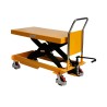 Table élévatrice manuelle 1500kg Plateau 1220x610mm - vue de 3/4 avant - position à mi hauteur