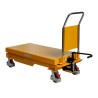 Table élévatrice manuelle 1500kg Plateau 1220x610mm - vue de 3/4 avant - position basse