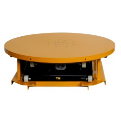 Vue de face de la table élévatrice semi-électrique à plateau tournant 2000kg sans soufflet position basse