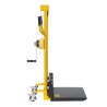 Vue de profil du Gerbeur poste de travail à manivelle 80 kg Levée 1100mm - plateau bas