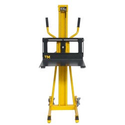 Vue de face du Gerbeur poste de travail à manivelle 80 kg Levée 1100mm - plateau mi-haut