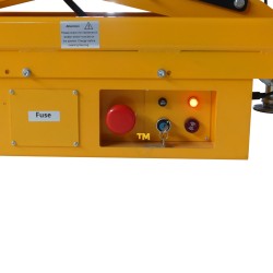 Table élévatrice électrique double ciseaux 500kg - zoom bouton d'arrêt d'urgence