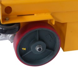 Table élévatrice électrique double ciseaux 500kg - zoom sur roues fixes