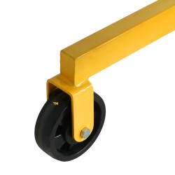 Zoom sur la roue arrière du Lève fût hydraulique 450kg