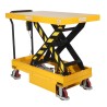 Vue de 3/4 arrière de la table élévatrice  mobile semi-électrique 1000kg simple ciseaux - plateau haut