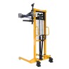 Vue de 3/4 du Gerbeur basculeur de fûts encadrant 450kg levée 1600mm