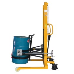 Vue de profil du Gerbeur basculeur de fûts encadrant 450kg levée 1600mm