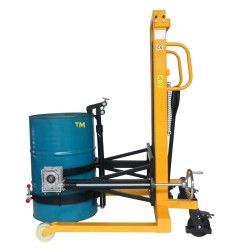 Vue de profil du Gerbeur basculeur de Fût encadrant 450kg levée 2100mm