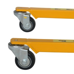 Zoom sur les galets du Gerbeur poste de travail à manivelle 1500mm 200kg