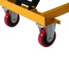 Zoom sur les roues de la Table élévatrice manuelle mise à niveau constant 210kg Plateau 810 x 500mm