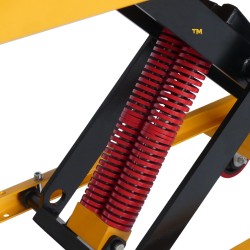 Zoom sur les ressorts de la Table élévatrice manuelle mise à niveau constant 400kg Plateau 1010 x 500mm