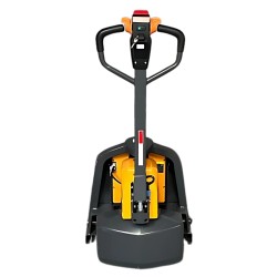 Vue de face du Transpalette électrique 1500 kg fourches 1150 mm batterie lithium 20 Ah
