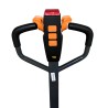 Vue arrière du timon du Transpalette électrique 1500 kg fourches 1150 mm batterie lithium 30 Ah