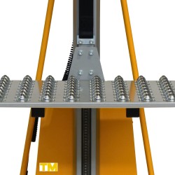 Zoom vue de face plateau avec billes pour gerbeur poste de travail