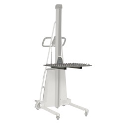 Vue 3/4 plateau avec billes pour gerbeur poste de travail
