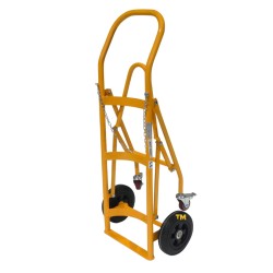 Vue pliée 3/4 du Diable porte fût roues pleines 280 kg