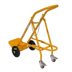 Vue de trois quart arrière du Diable porte bonbonnes roues en caoutchouc 120 kg