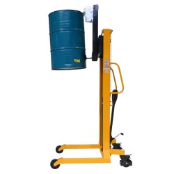 Vue de profil avec fût du Gerbeur lève fût 400 kg levée 1450 mm