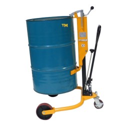 Vue de profil avec fût du Lève fût hydraulique 250 kg