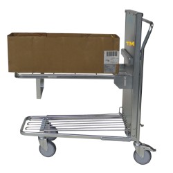 Vue de profil du Chariot à niveau constant 2 plateaux - 300 kg chargé