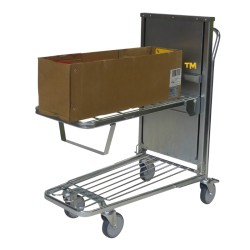 Vue de 3/4 du Chariot à niveau constant 2 plateaux - 300 kg chargé