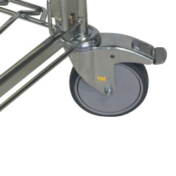 Vue sur la roue du Chariot à niveau constant 2 plateaux - 300 kg