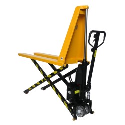 Vue générale de la transpalette semi-électrique haute levée 1000 kg fourches 1500 mm