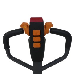 Vue sur le manche du Transpalette électrique Premium 2000 kg batterie lithium 48/20 V/Ah