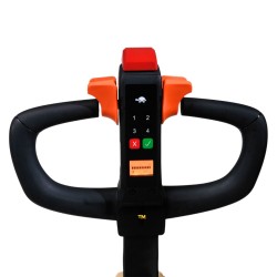 Transpalette haute levée tout électrique fourches 1150 mm - zoom de face timon